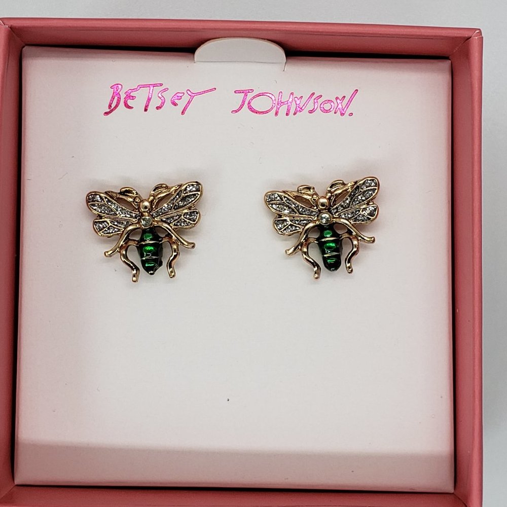 Betsey Johnson Beetle Stud Earrings